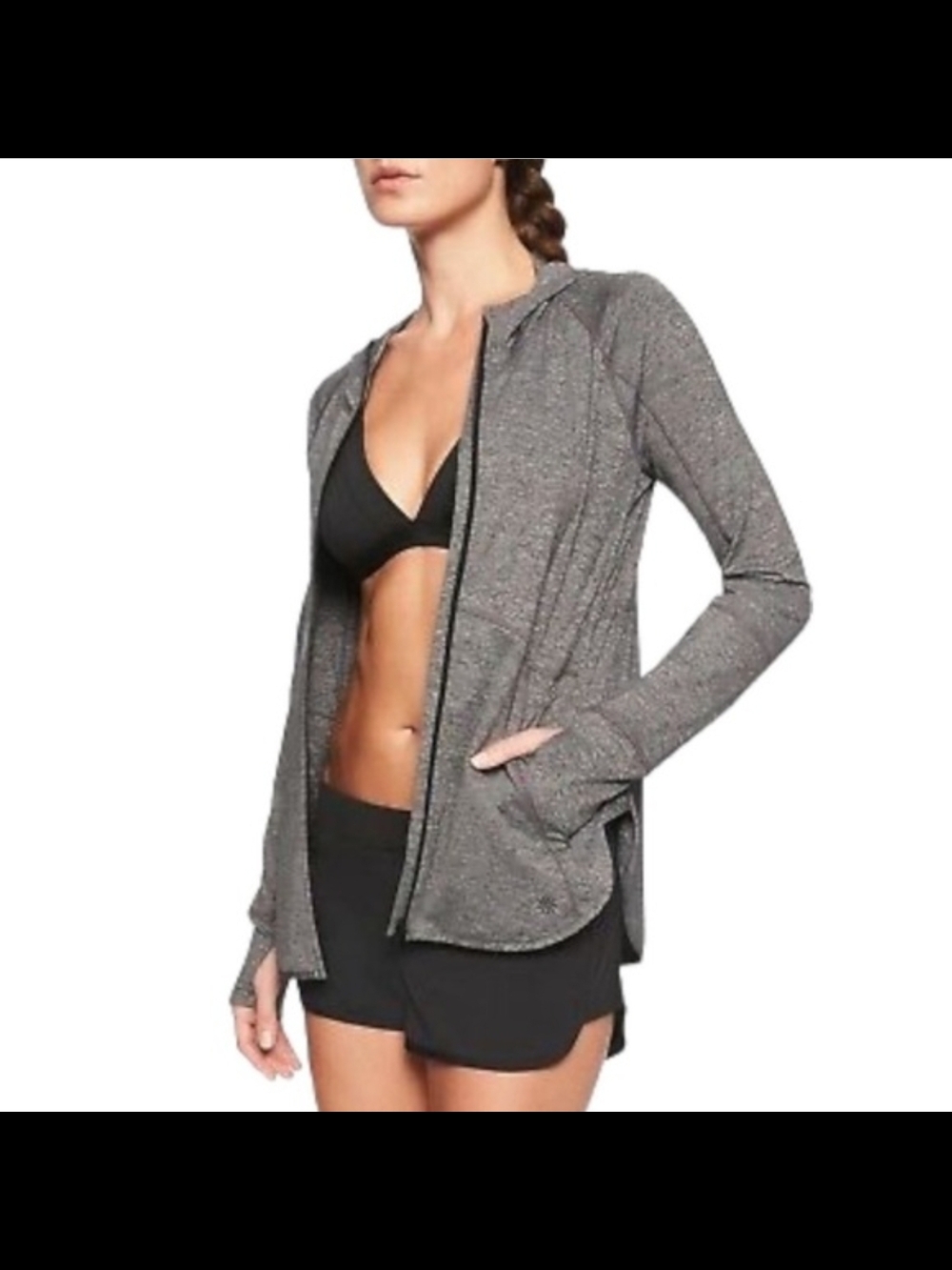 Athleta Gray Zip-Up Hooded Active Jacket
